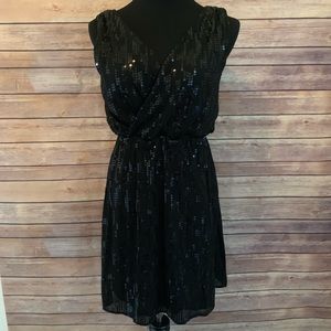 Express v neck black sequined cocktail dress